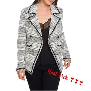 1.State Double Breasted Tweed Jacket w/frayed Edge